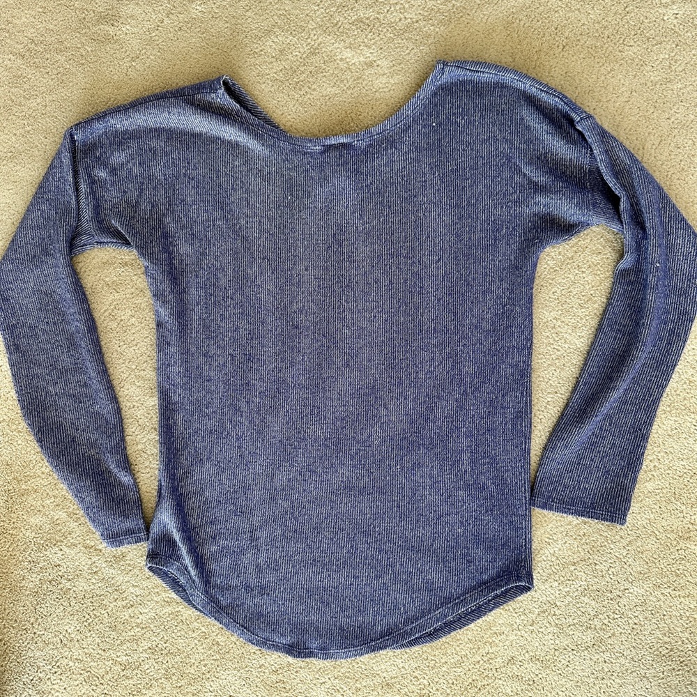 Recycled Karma Long Sleeve Purple Tee with Bold Graphic - Picture 2 of 7